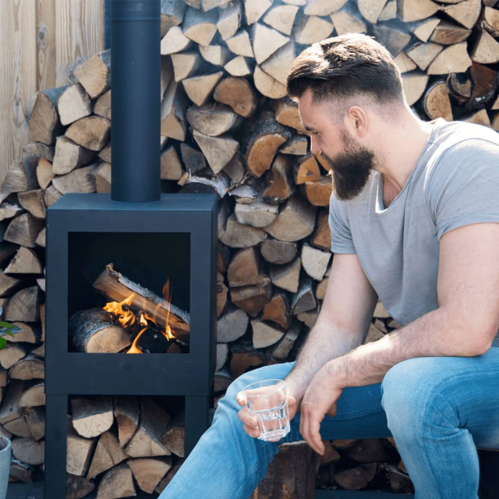 Esschert Design Tuinhaard Met Houtopslag Zwart Ff410
