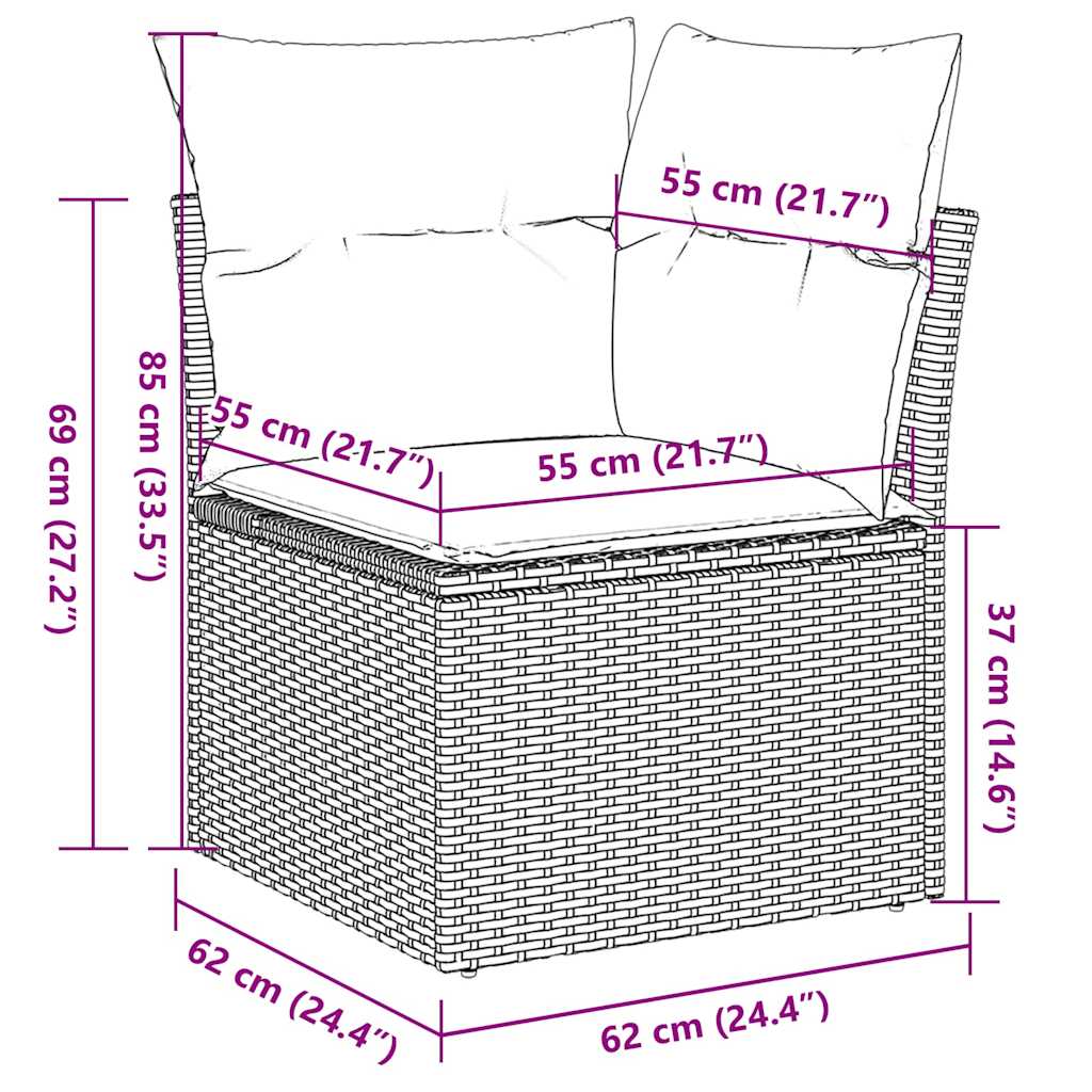 8-Delige Loungeset Met Kussens Poly Rattan