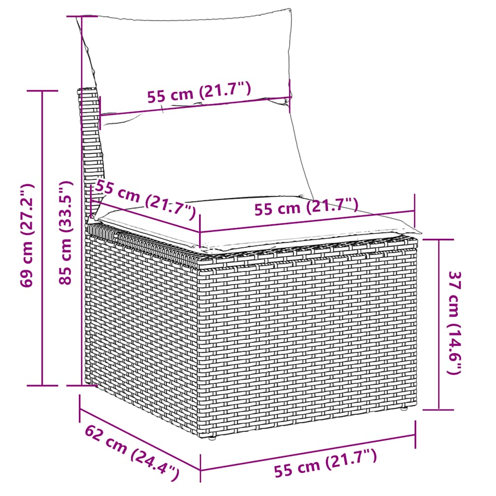 8-Delige Loungeset Met Kussens Poly Rattan