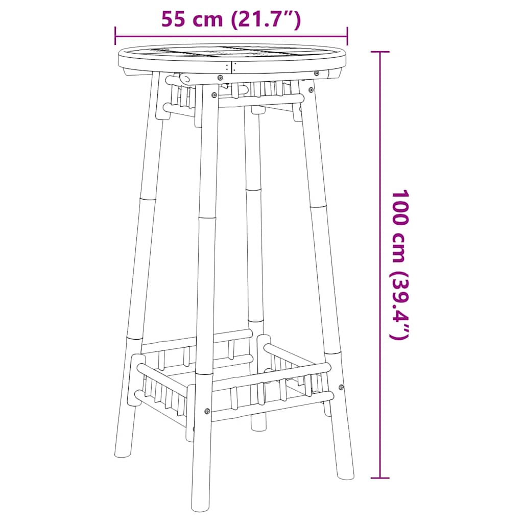 Bartafel Voor Buiten Rond Ø55X100 Cm Bamboe