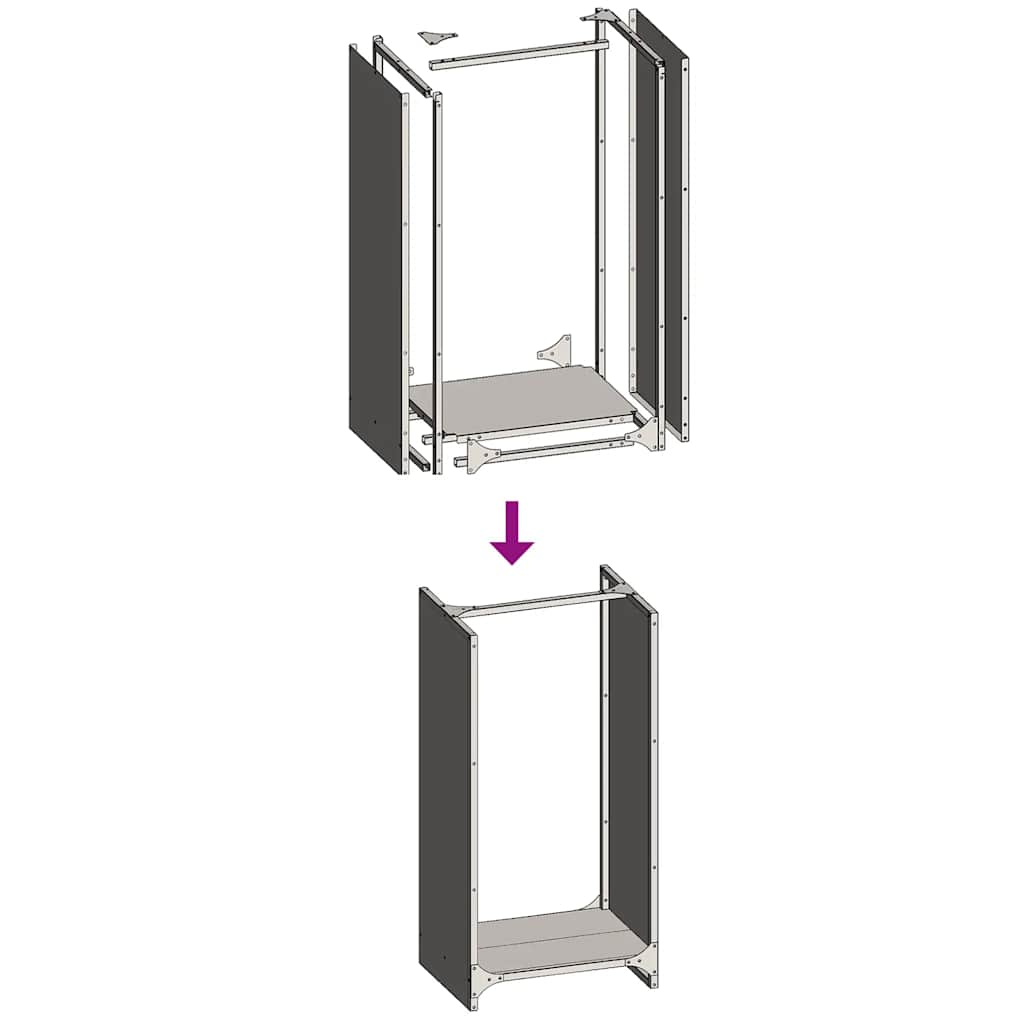 Brandhoutrek 40X30X80 Cm Koudgewalst Staal Wit