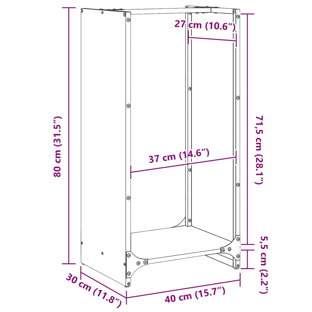 Brandhoutrek 40X30X80 Cm Koudgewalst Staal Antraciet