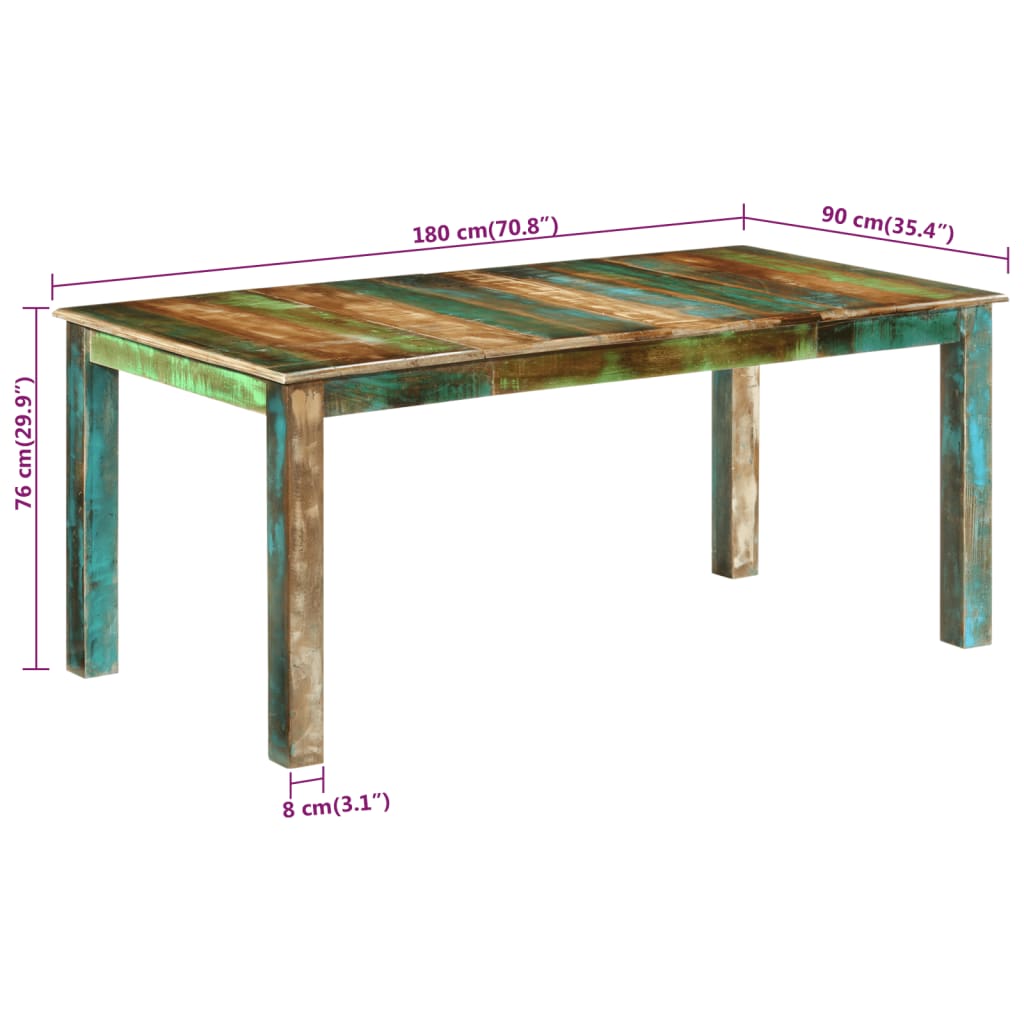 Eettafel 180X90X76 Cm Massief Hergebruikt Hout