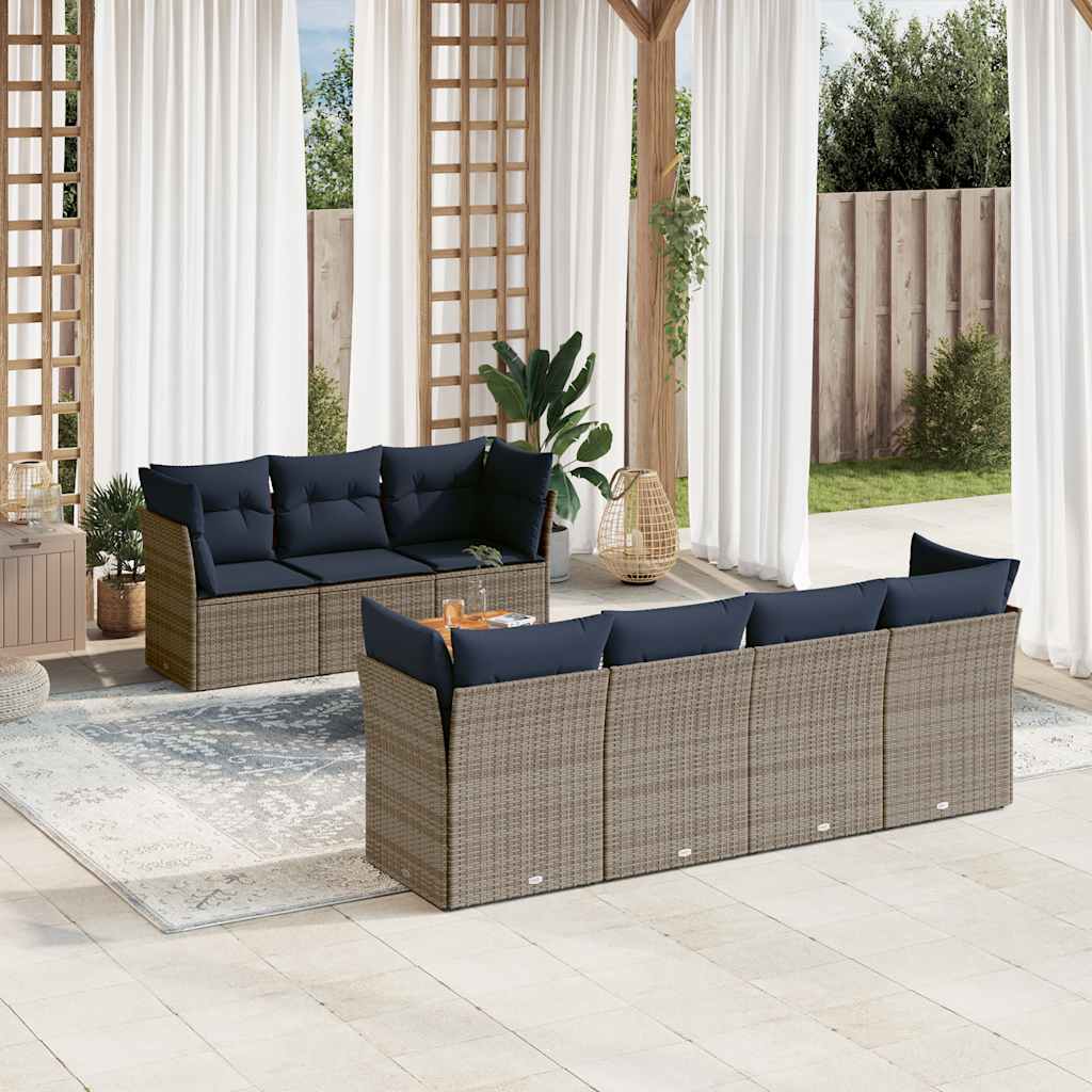 8-Delige Loungeset Met Kussens Poly Rattan