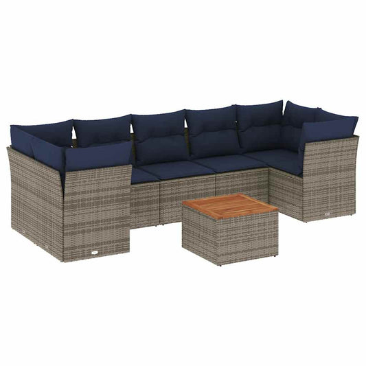8-Delige Loungeset Met Kussens Poly Rattan
