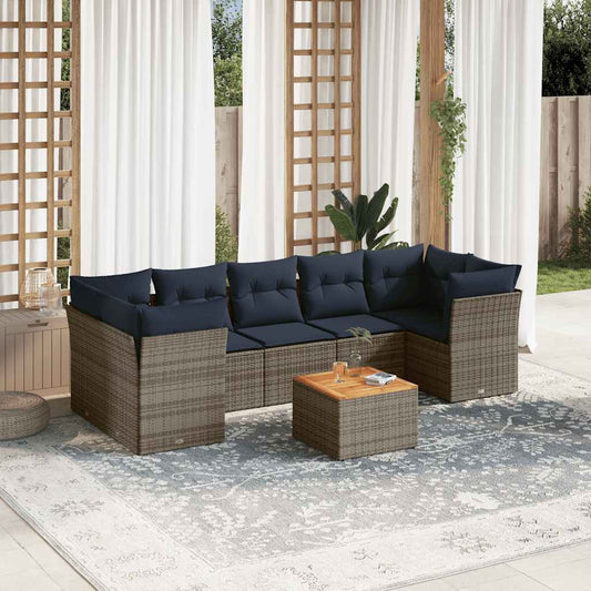 8-Delige Loungeset Met Kussens Poly Rattan