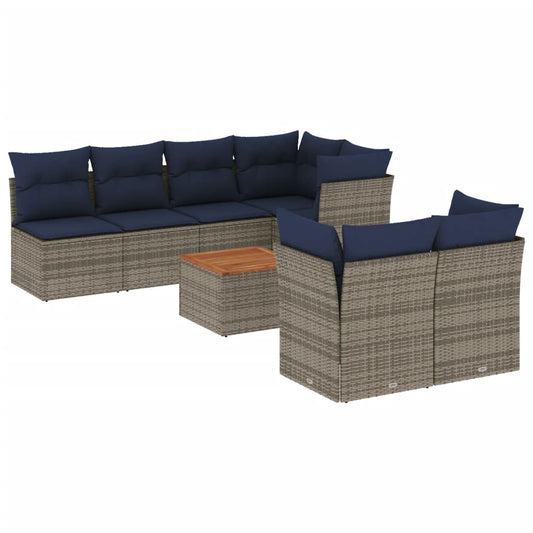 8-Delige Loungeset Met Kussens Poly Rattan