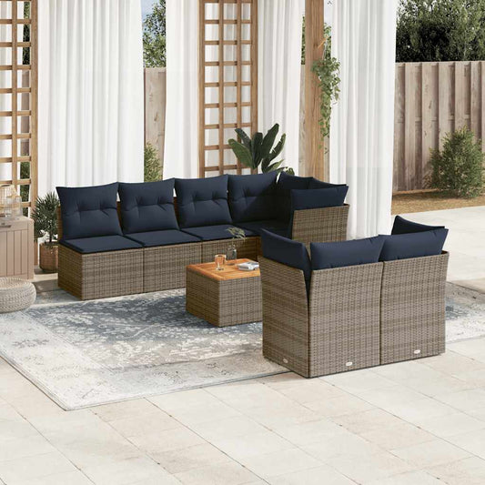 8-Delige Loungeset Met Kussens Poly Rattan