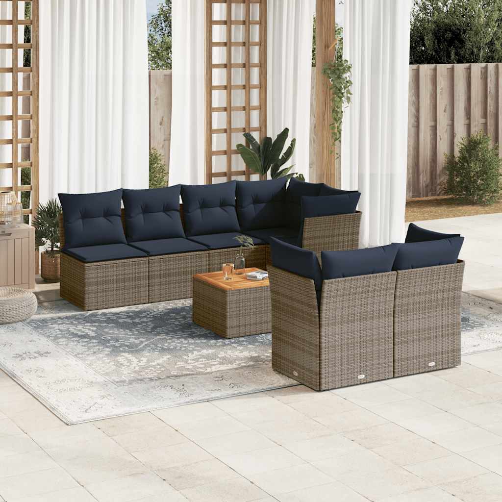 8-Delige Loungeset Met Kussens Poly Rattan