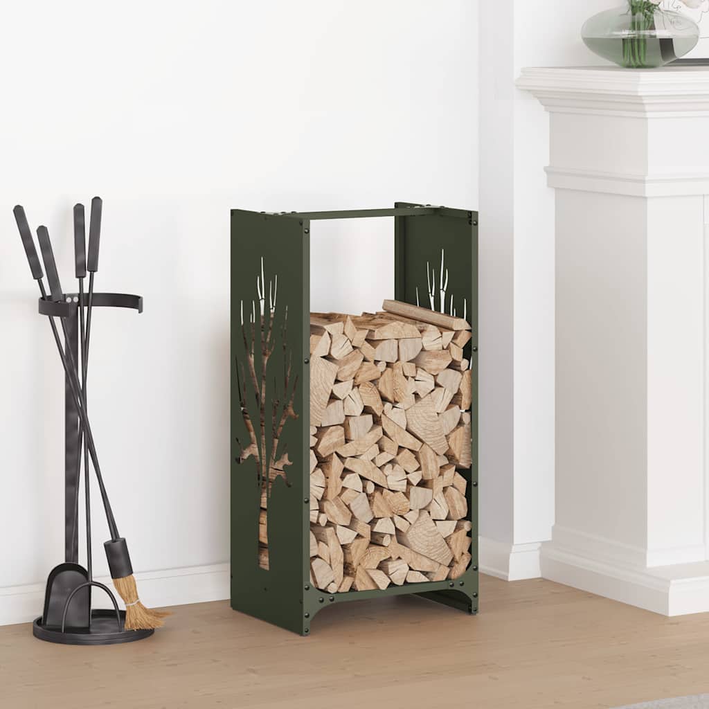 Brandhoutrek 40X30X80 Cm Koudgewalst Staal Olijfgroen