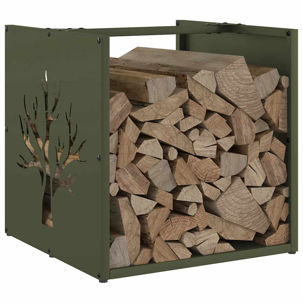 Brandhoutrek 40X40X40 Cm Koudgewalst Staal Olijfgroen