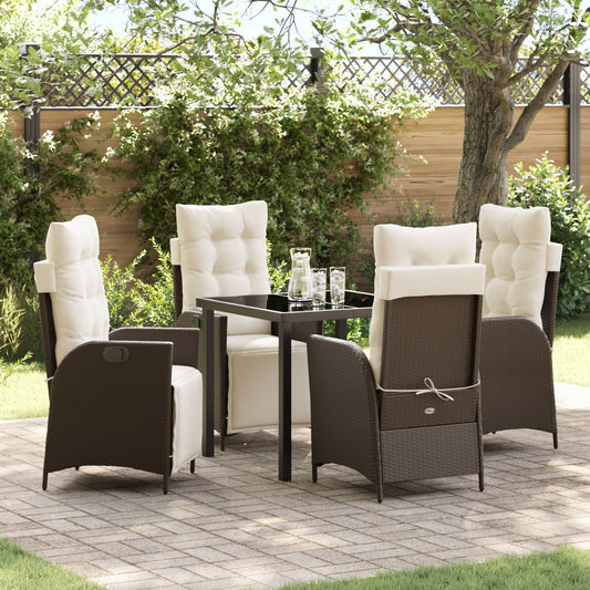 5-Delige Tuin Eetset Bruin Poly Riet